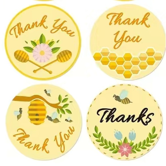 500 Roll Bee Honeycomb Sealing Thank You Sticker 1 inch Round - Picture 3 of 3